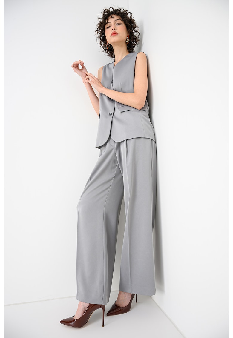 Pantaloni eleganti cu croiala ampla Gela - Verde pal