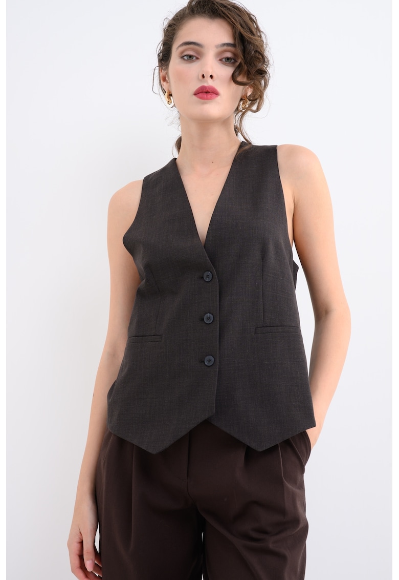 Vesta din amestec de lana virgina cu nasturi