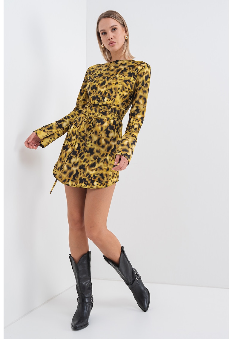 Rochie mini de satin cu prindere cu cordon