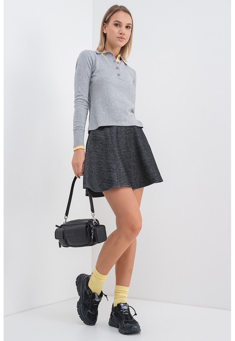 Pulover din amestec de casmir cu guler ascutit