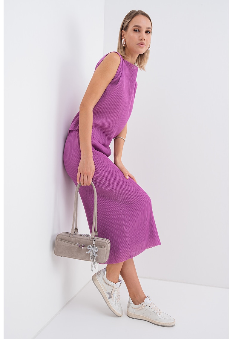 Bluza fara maneci cu aspect plisat Leslie