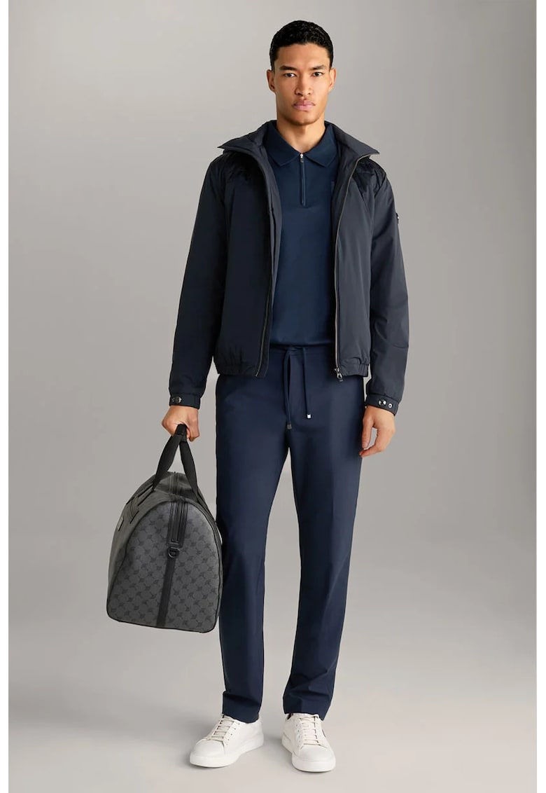 Pantaloni regular fit cu elastic si snur in talie - Albastru inchis