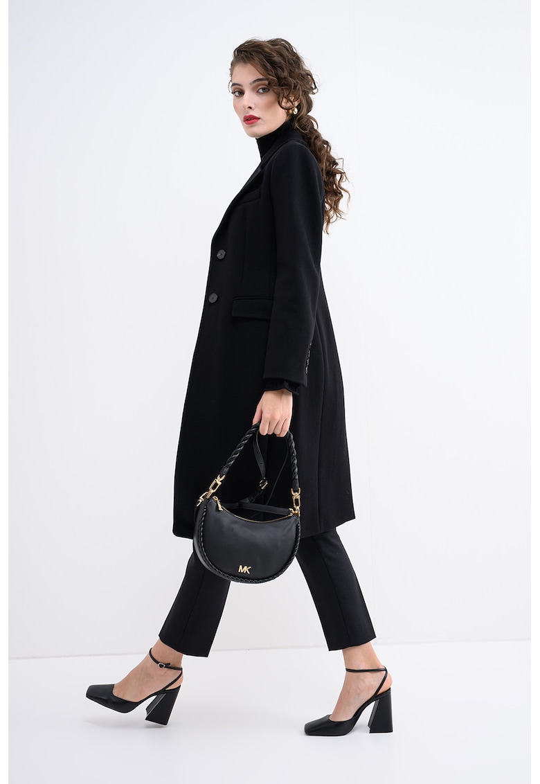 Palton din amestec de lana cu revere decupate