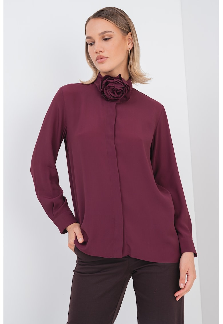 Camasa din amestec de matase cu detaliu floral