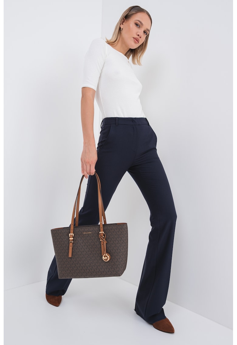 Pantaloni din amestec de lana cu talie inalta