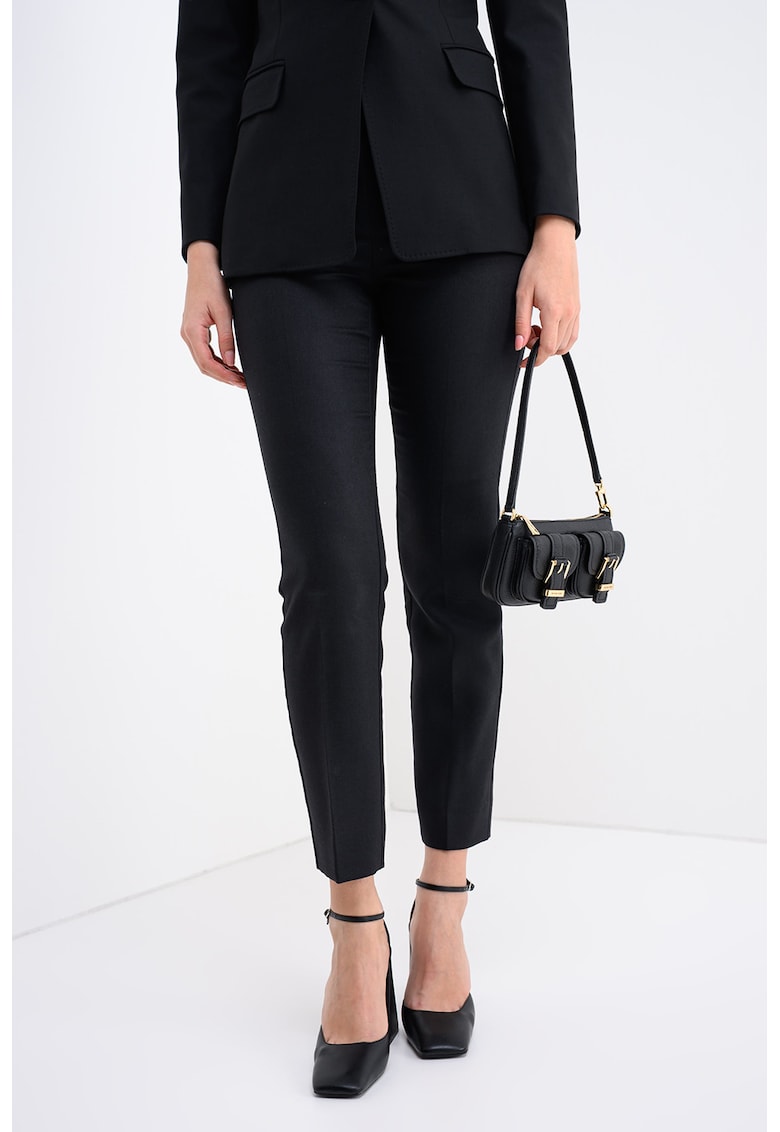 Pantaloni slim fit crop de lana