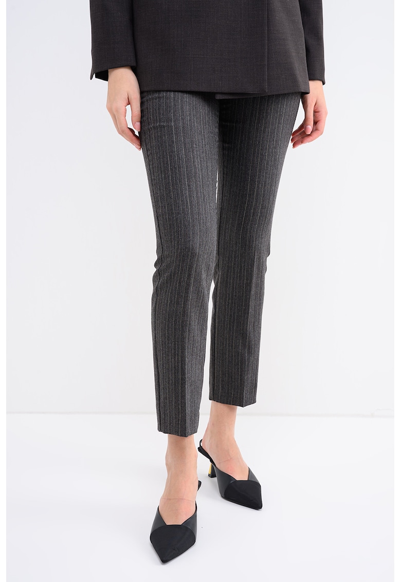 Pantaloni slim fit crop de lana