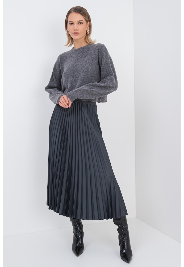 Pulover crop din amestec de lana cu maneci cazute