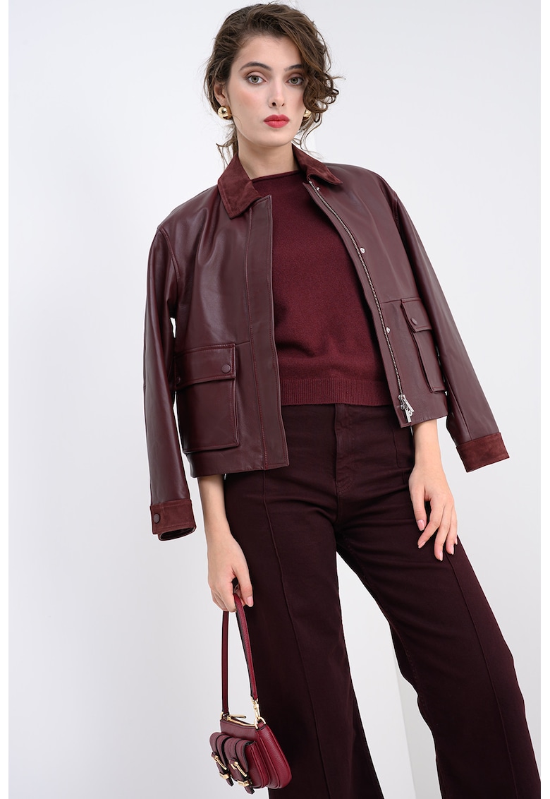 Pulover tricotat fin din casmir cu decolteu la baza gatului