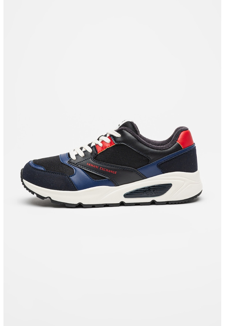 Pantofi sport din piele ecologica cu insertii din plasa Pantofi sport din piele ecologica cu insertii din plasa