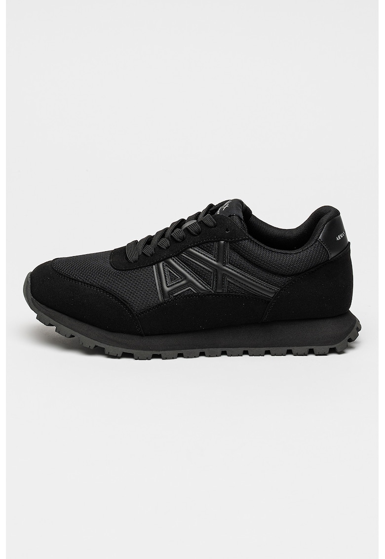 Pantofi sport din material textil cu logo - Negru