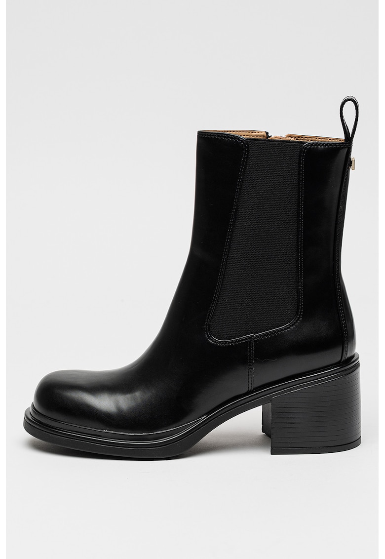 Botine de piele ecologica lacuita cu fermoar