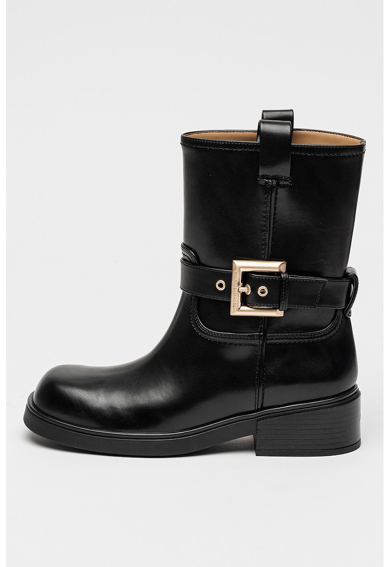 Cizme mid-calf cu toc masiv