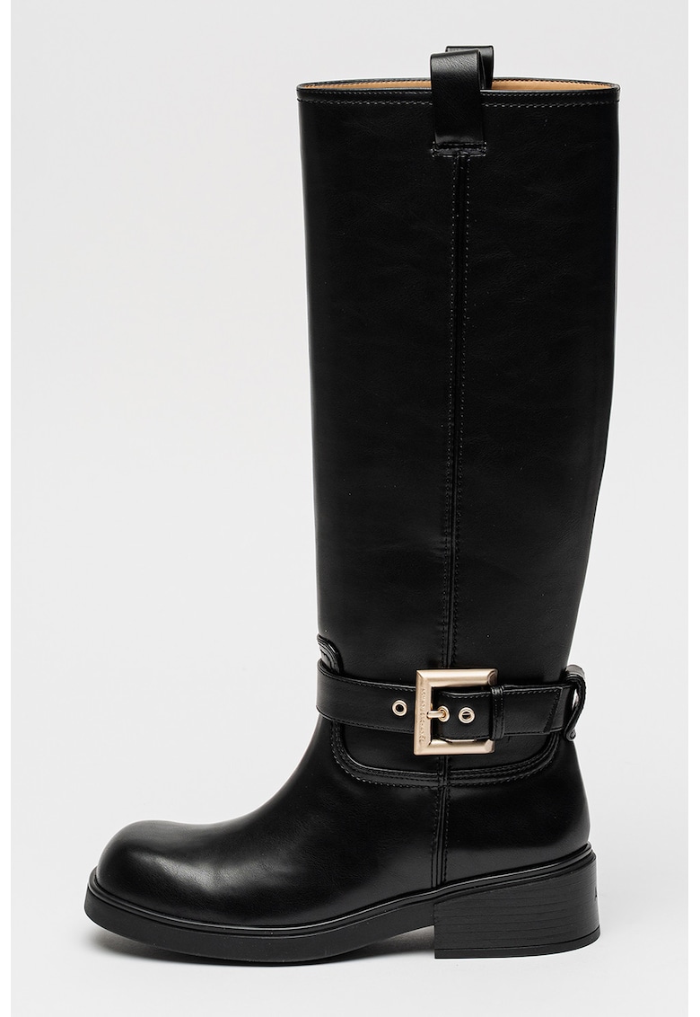 Cizme lungi pana la genunchi cu toc si catarama decorativa