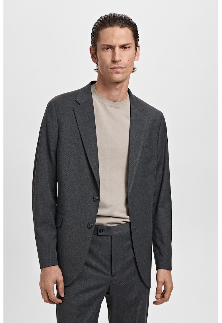 Sacou slim-fit cu model in carouri