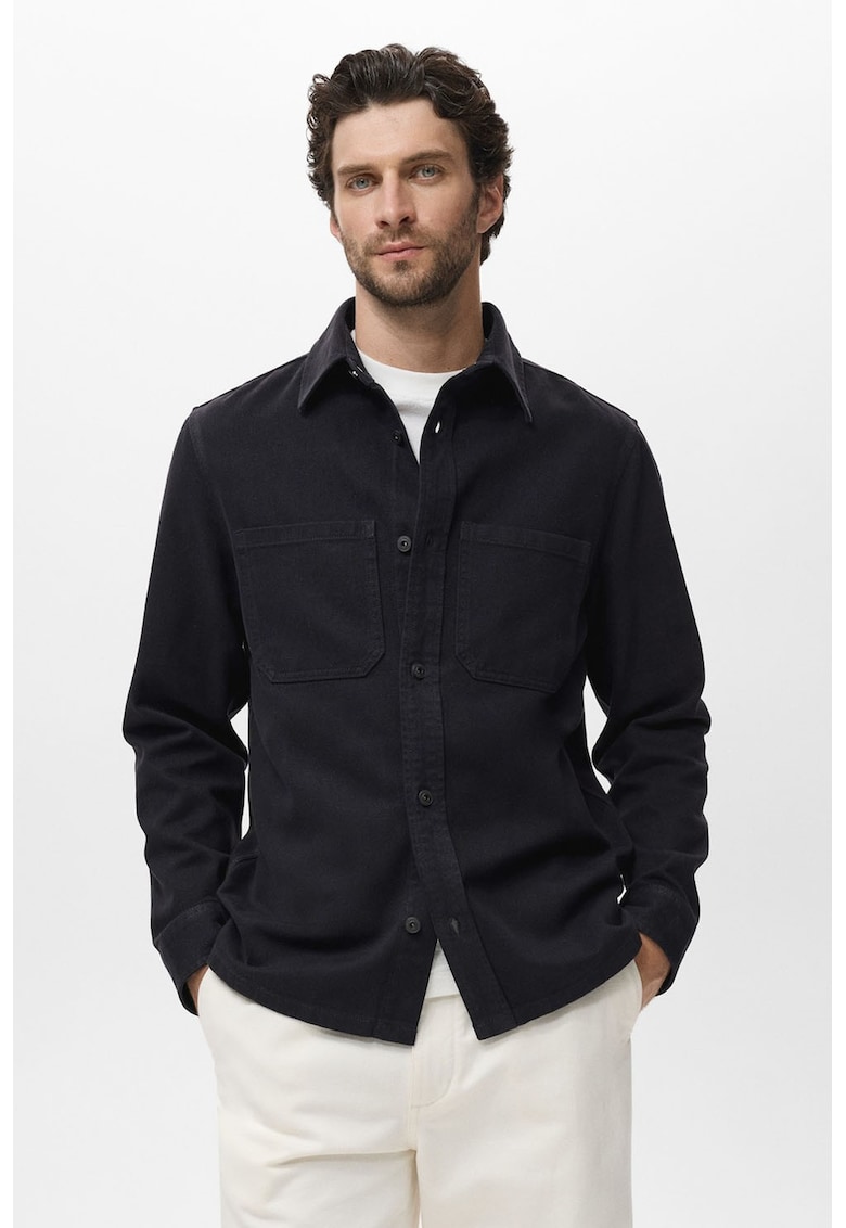 Camasa din denim cu buzunare pe piept