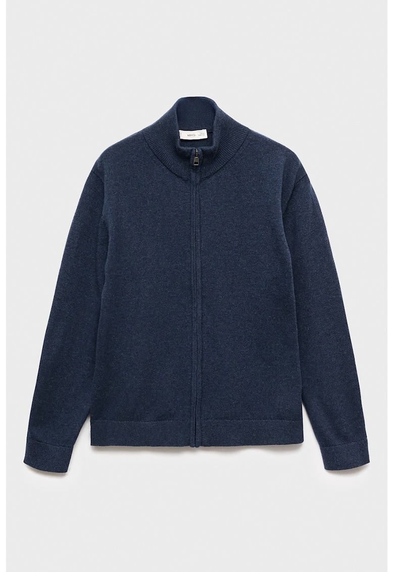 Cardigan din bumbac cu fermoar - Bleumarin