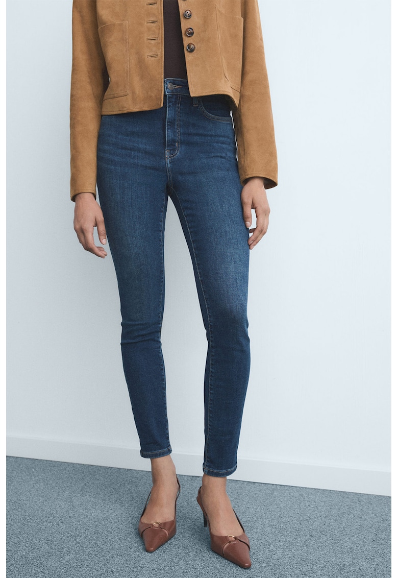 Blugi skinny cu talie inalta - Albastru inchis