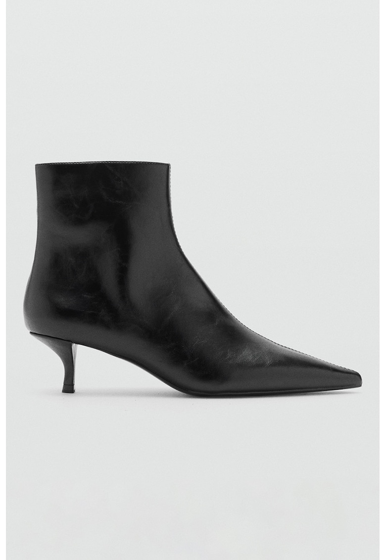 Botine din piele ecologica cu varf ascutit - Negru