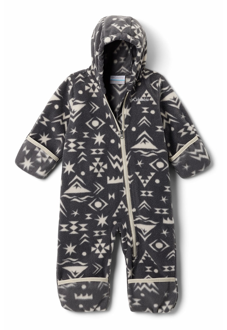 Salopeta din fleece cu model si gluga