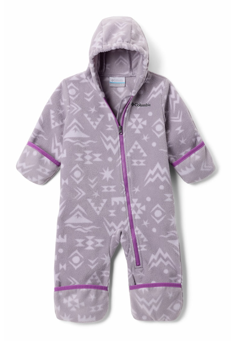 Salopeta din fleece cu model si gluga