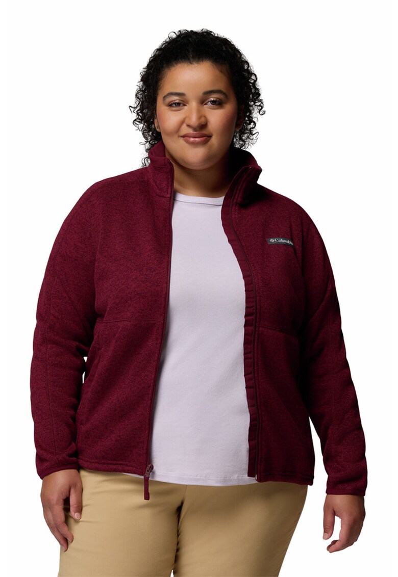 Bluza cu fermoar - pentru trekking - Rosu inchis