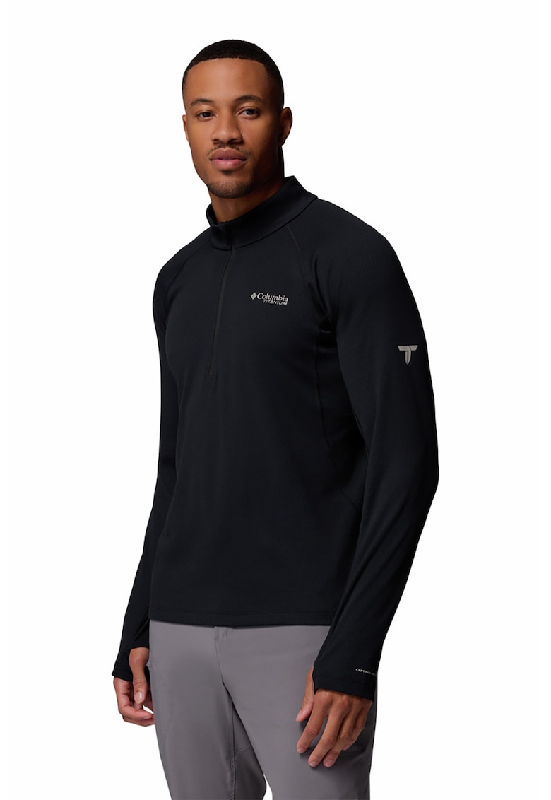 Bluza cu fenta cu fermoar pentru trekking Driventure - Negru