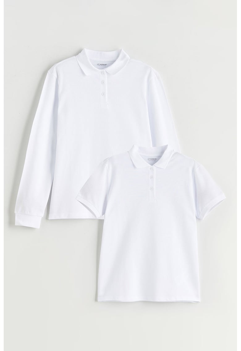 Tricou polo din bumbac cu model uni