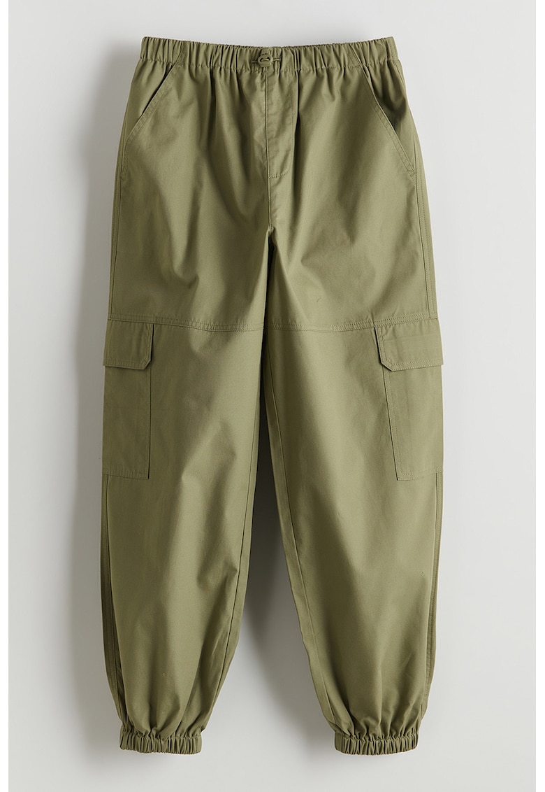 Pantaloni cargo din bumbac - Verde masliniu