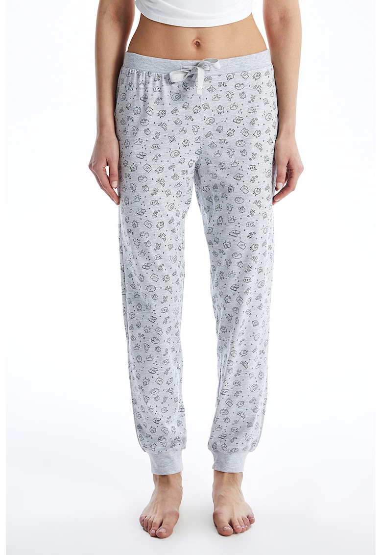 Pantaloni jogger de pijama cu imprimeu grafic
