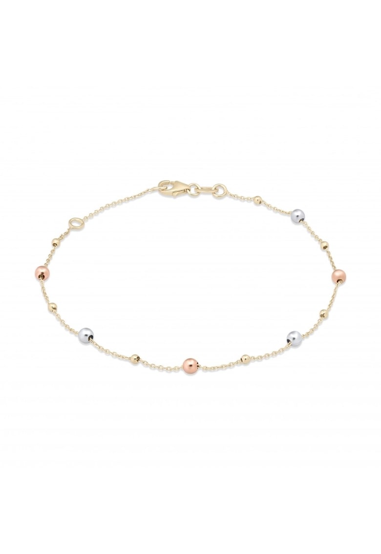 Bratara din Aur Galben - Alb - Roz de 18k cu Lant Diamantat - Ajustabila - 1.20g