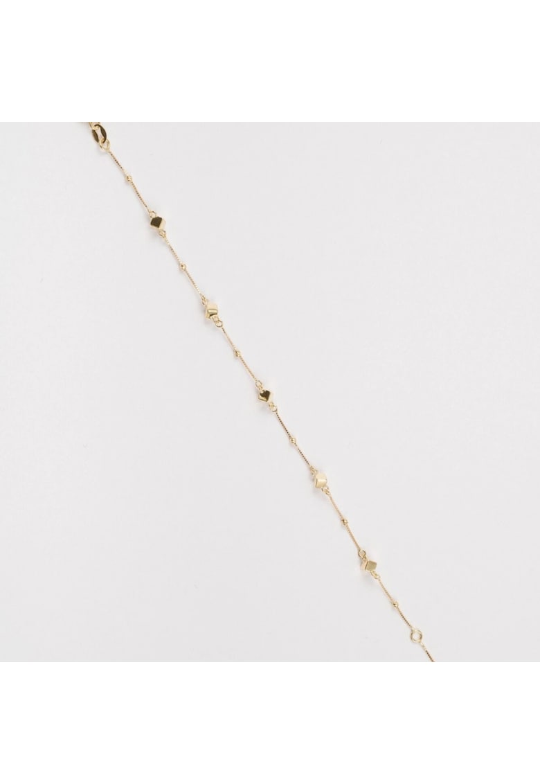 Bratara din Aur Galben de 18 k cu Bile Diamantate - Cuburi si Lant Dimantat - Ajustabila - 1.54g