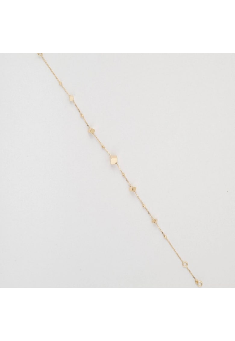 Bratara din Aur Galben de 18 k cu Bile Diamantate - Cuburi si Lant Diamantat - Ajustabila - 1.34g