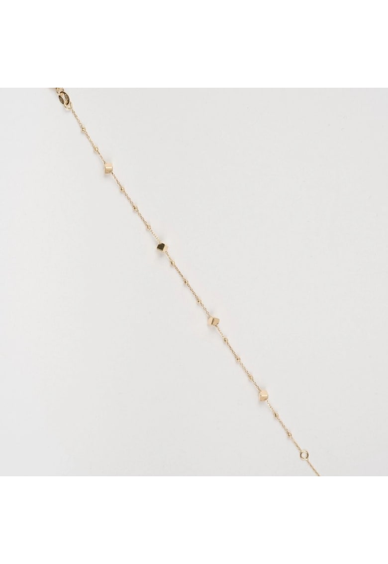 Bratara din Aur Galben de 18 k cu Bile Diamantate - Cuburi si Lant Diamantat - Ajustabila - 1.37g