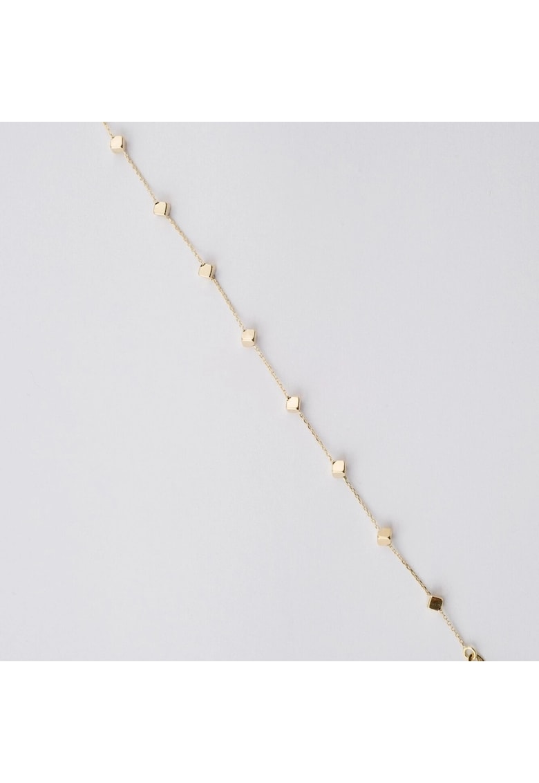 Bratara din Aur Galben - Alb - Roz de 18 k cu Cuburi Multicolore si Lant Diamantat - Ajustabila - 1.34g