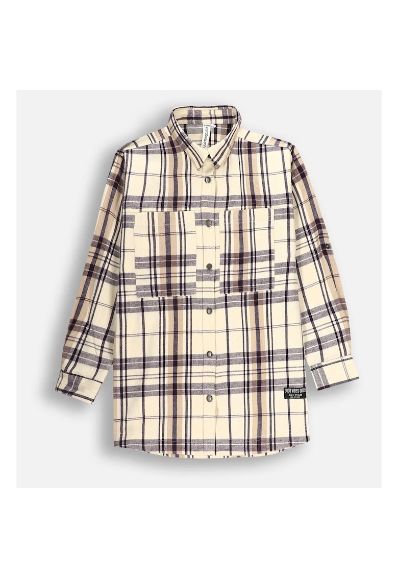 Camasa cu guler clasic din bumbac - in carouri