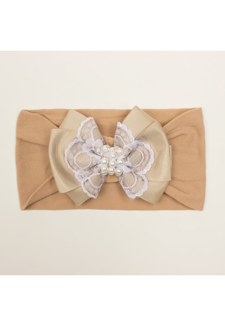 Bentita lata Model AL 18177 cu perlute - Textil - Fete - 0-12 luni - Crem