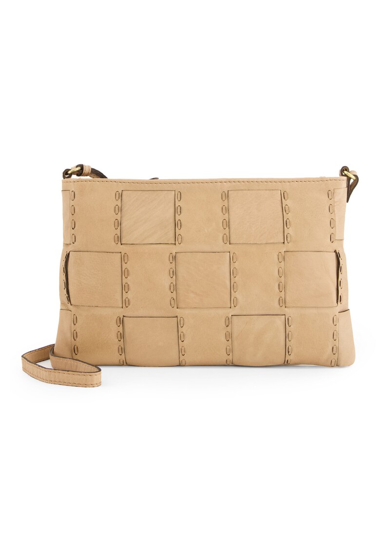 Geanta dama - crossbody - piele naturala - bej - 29x18x1cm