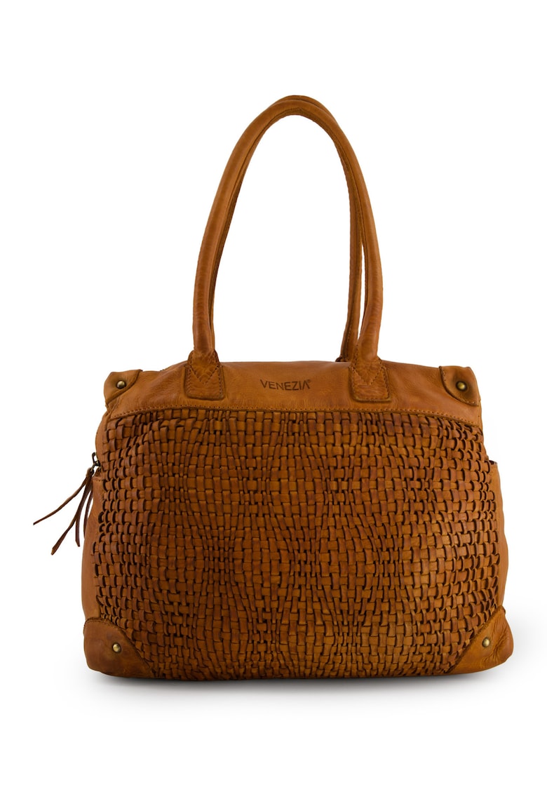 Geanta de umar - piele naturala - maro - 29x36x14cm - 3 compartimente interioare - 3 compartimente exterioare