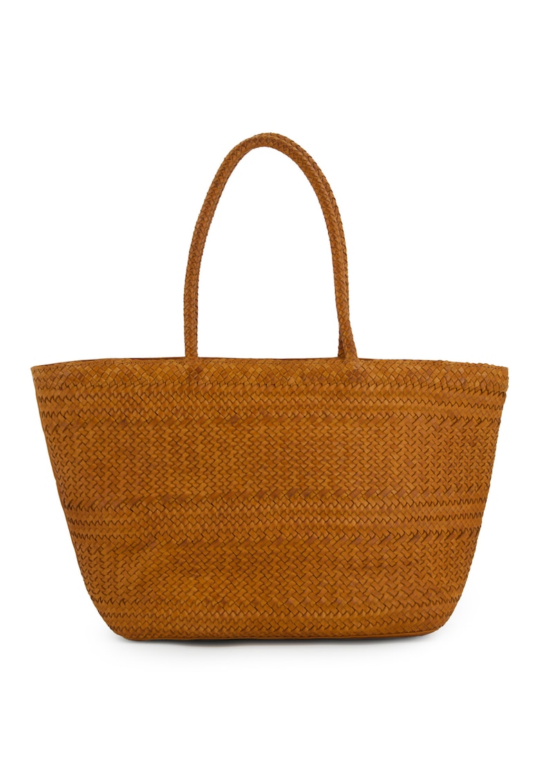 Geanta shopper din piele naturala - maro - 49x27x13cm - 3 buzunare interioare