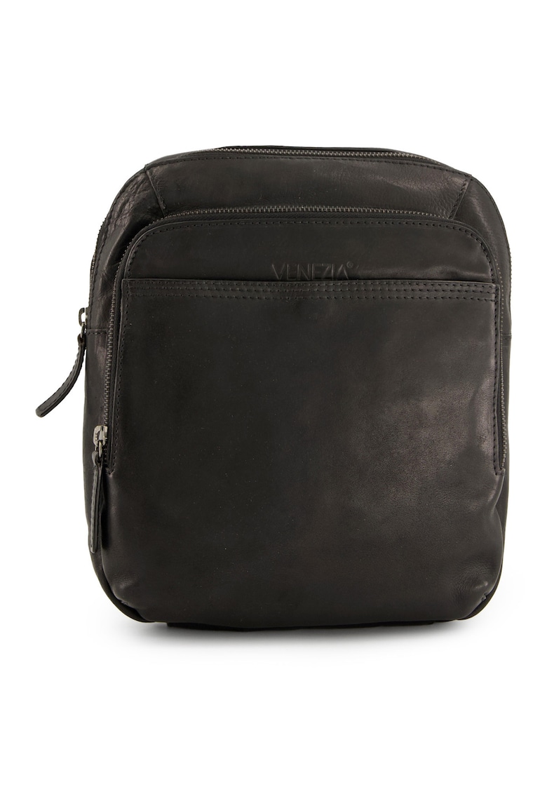 Geanta crossbody din piele naturala cu buzunare multiple