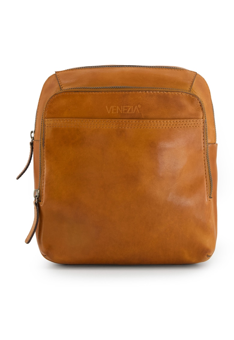 Geanta crossbody din piele naturala cu buzunare multiple