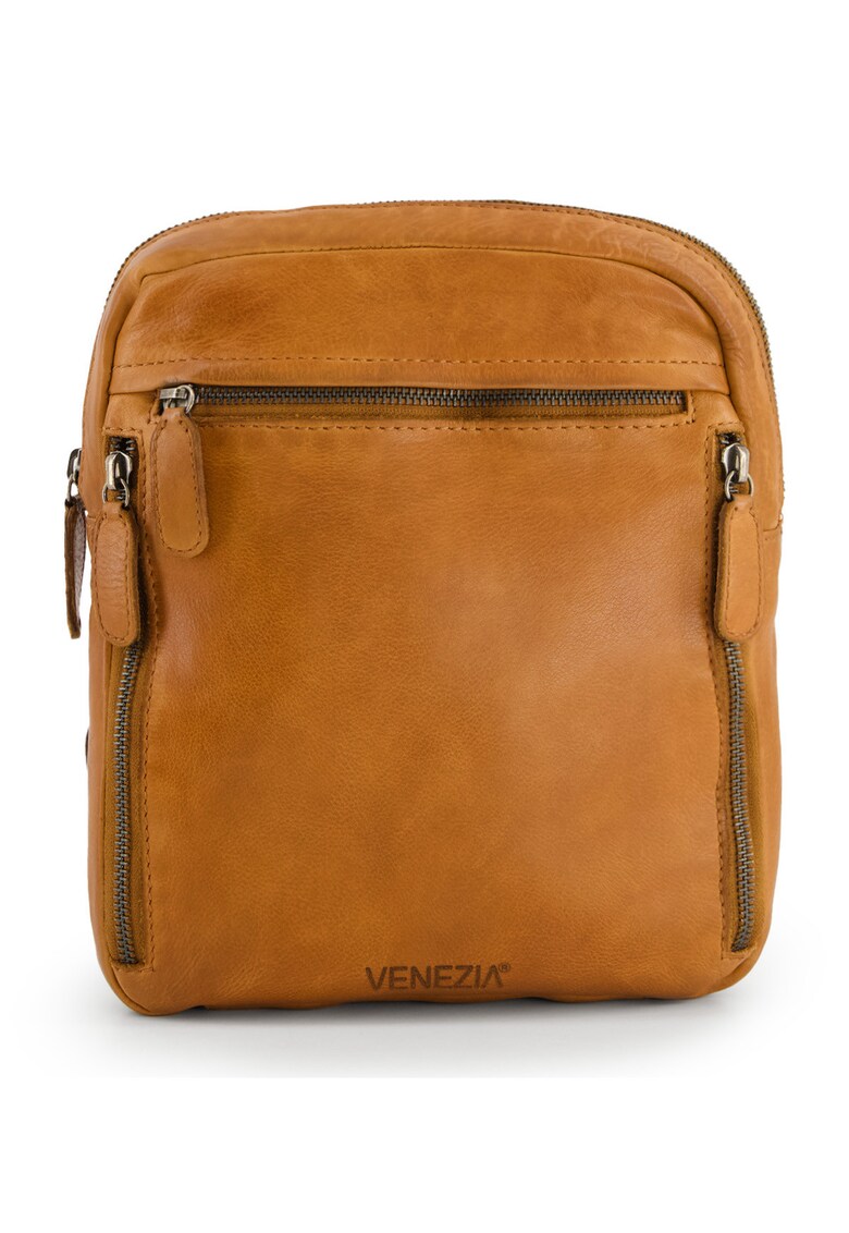 Geanta crossbody din piele naturala cu buzunare multiple