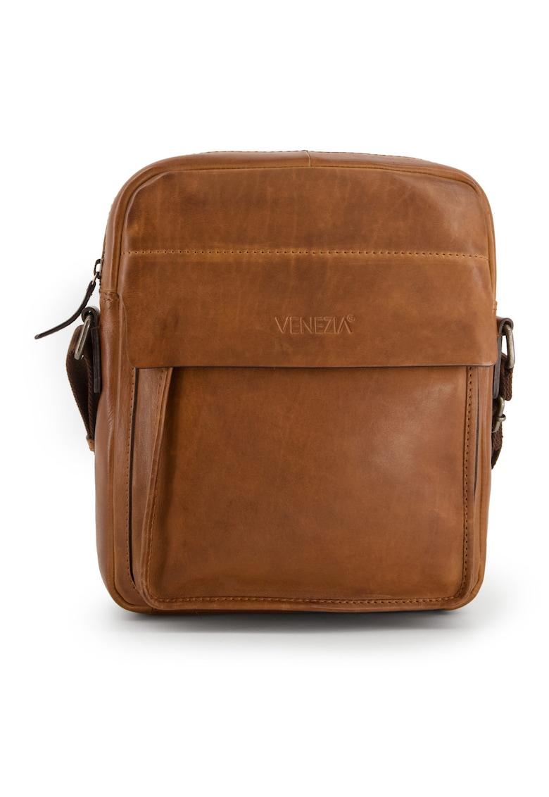 Geanta crossbody din piele cu buzunare exterioare