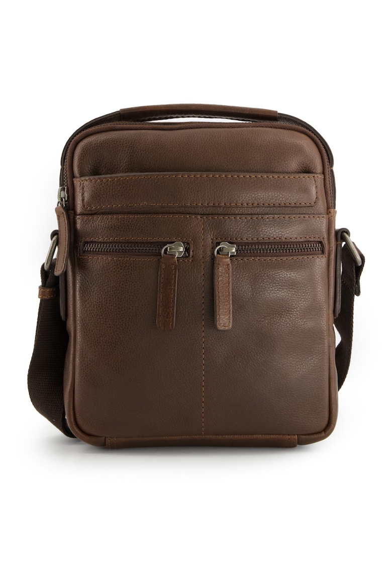 Geanta crossbody din piele naturala cu buzunare multiple