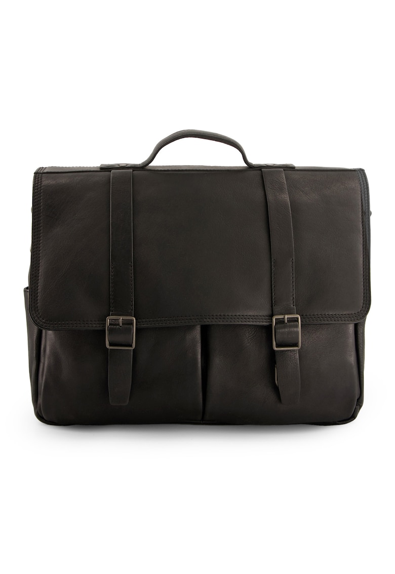 Geanta messenger din piele naturala cu buzunare