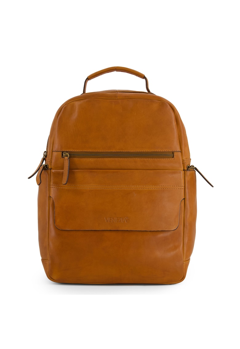 Rucsac din piele naturala cu buzunare multiple