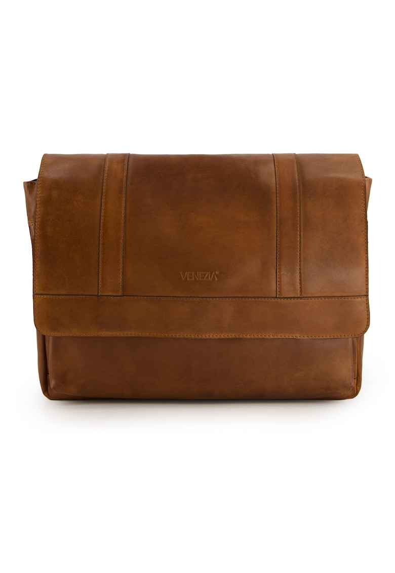Geanta messenger din piele naturala