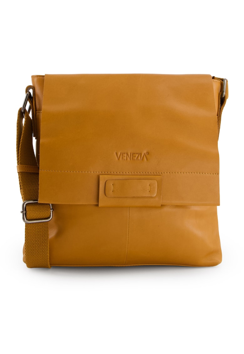 Geanta crossbody piele naturala - maro - 29x31x5cm - 4 buzunare interioare - 1 buzunar exterior