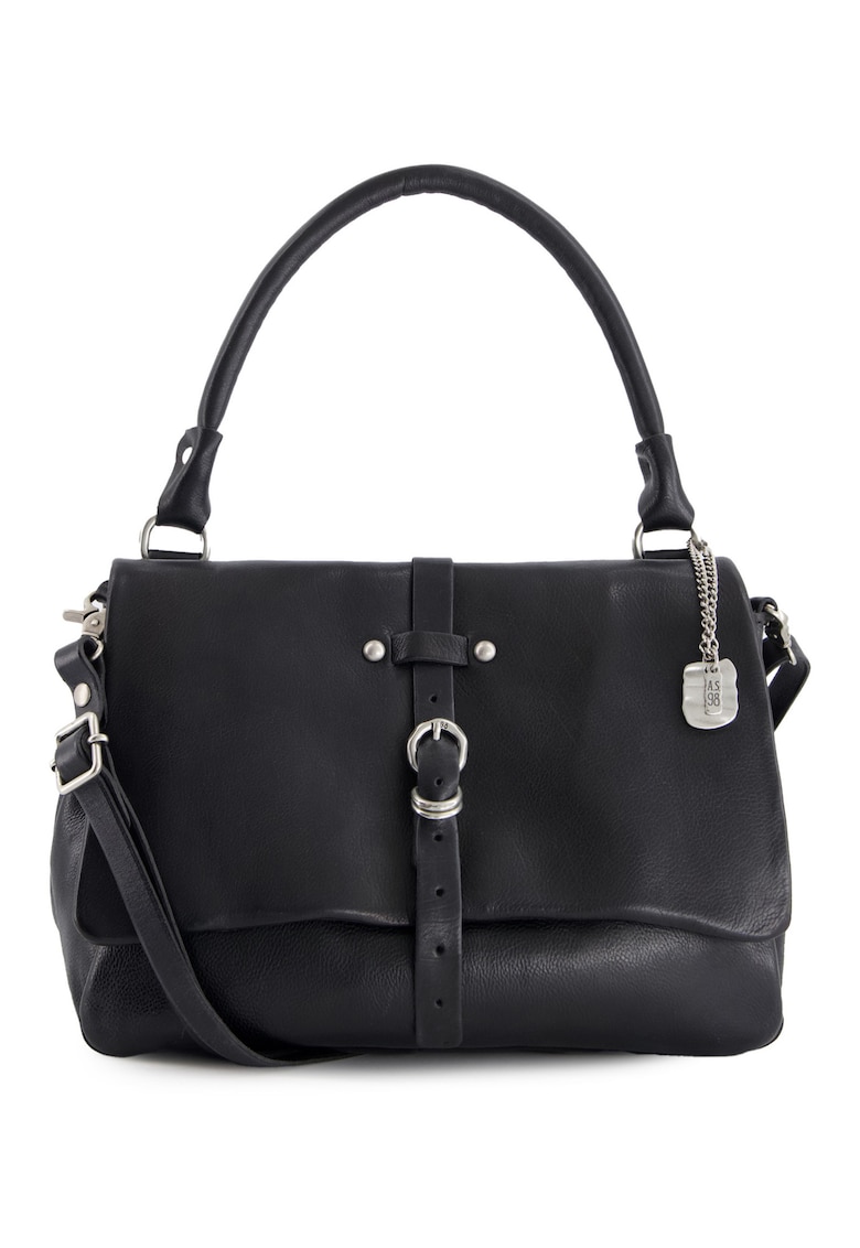 Geanta crossbody piele naturala - 5 compartimente interioare - dimensiuni 29x16x13cm - curea - Negru